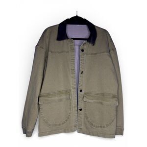 Women's Camel Chore Barn Jacket Shacket Oversized Normcore 100% Cotton Sz M